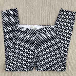 H&M Navy Blue/White Diamond Pattern Ankle Pants
